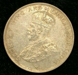 Rare 1921 Uk Great Britain Straits Settlements 50 Cents Silver Coin Blot 008