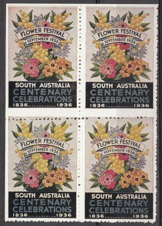 Australia - 1936 Sa Centenary Cinderella Labels (rare Block Of 4)