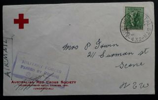 Rare 1945 Australia Cover Ties 4d Green Koala Stamp Aust Unit Postal Stn.  432 Cd