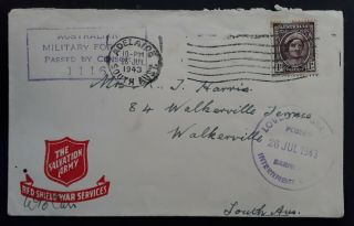 Rare 1943 Australia Cover From Loveday Group Internment Camp (sa Riverland)
