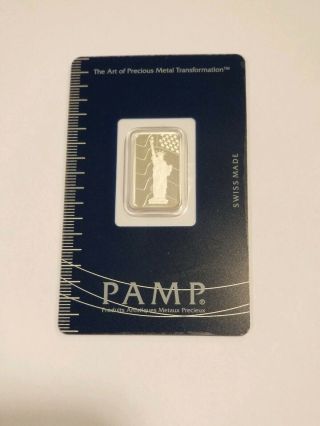 Pamp Suisse Five Gram Fine Silver.  999 Bar - 5 G Statue Of Liberty Rare Low