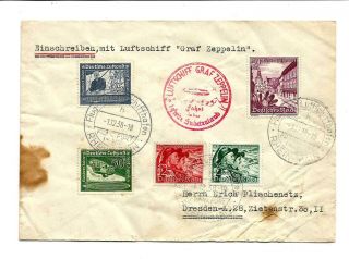 Zeppelin Germany Flight Cover 12/01/1938 With 2 Complete Stamp Set & Rare