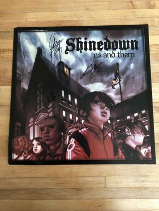 Shinedown Hand Signed Rare Poster Us And Them - Brent Smith Signed 2006