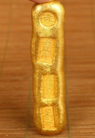 Rare China Old Brass Not Gold Hand Carved Kangxi Four Years Statue Bar Decorate