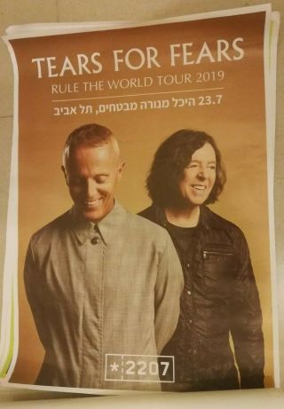 Tears For Fears 2019 Rule The World Tour Poster Israel Rare Tel Aviv 50x70cm