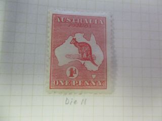 Kangaroo Stamps: 1d Red 1st Watermark - Rare (g142)