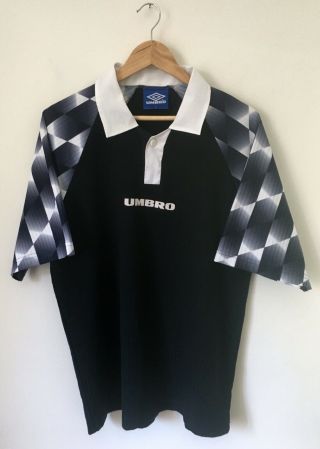 Vtg 90’s Umbro Rare Diamond Print Shirt Polo Football Soccer Jersey Purple Sz L