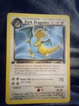 Dark Dragonite 1st Edition Non Holo Rare Team Rocket Pokemon Card 22 Nm/m