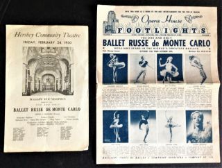 1950 Ballet Russe De Monte Carlo Perf.  Prog,  Rare 1951 Footlights Chicago Flyer