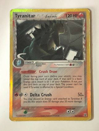 Pokemon Tcg Tyranitar Near Holo Ex: Delta Species Rare Card 16/113 Nm