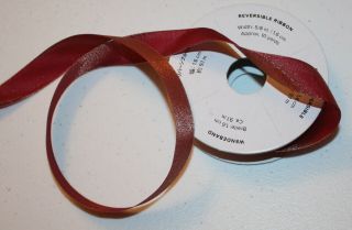 Stampin Up Retired Merry Merlot & Copper Reversible Ribbon 5.  5 Yards 5/8 " Rare