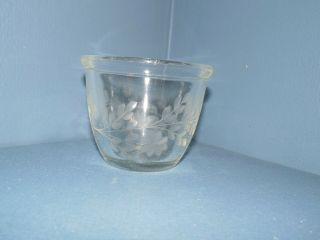 Rare Pyrex Clear Glass Etched Flowers Custard Cup " Dollar Sign " Back Stamp 426