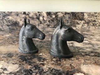Rare Vintage Metal Horse Head Salt And Pepper Shakers