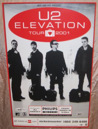U2 2001 Elevation Tour Rare Venue Glossy Show Poster Pj Harvey