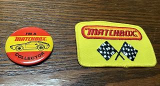 Matchbox Cars Patch Car Rare Checkered Flag & I’m A Collector Button 70s