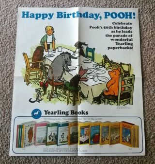 Rare Winnie - The - Pooh Books Advertising Poster Birthday Christopher Robin,  Friends