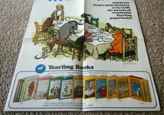 Rare WINNIE - THE - POOH Books ADVERTISING POSTER Birthday CHRISTOPHER ROBIN,  FRIENDS 2