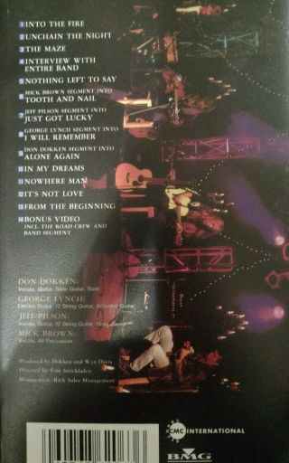 Dokken - One Live Night - Concert Video - Rare - (VHS) with lyric sheet inside 2