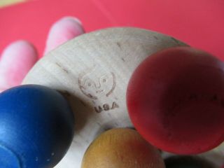 USA Vintage Wood RARE Noise Maker Child ' s Rattle Toy BLUE RED YELLOW GREEN EUC 3