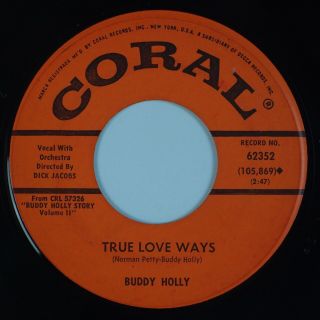 Buddy Holly: Bo Diddley True Love Ways Us Coral 62352 Rockabilly Rare Orig 7” 45