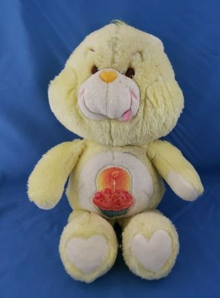 Vintage 1983 Kenner Yellow Care Bears Birthday Bear Plush Toy 13 " Rare