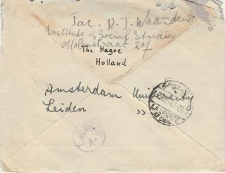 NETHERLANDS - EGYPT Rare Airmail Letter Tied 45c.  with Air Label Sent Cairo 1954 3