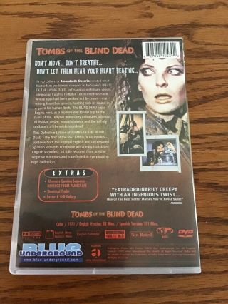 Tombs Of The Blind Dead (DVD,  2006) Rare 1971 Cult Horror Film Blind Dead Coll. 2
