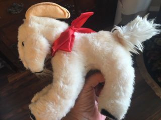 Vintage Rare Trudy Toy Billy Goat Horns Beard White Plush Red Ribbon