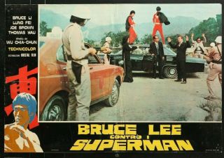 Bruce Lee Against Superman Rare 1975 Italian Movie Poster Photobusta 19 X 27 3