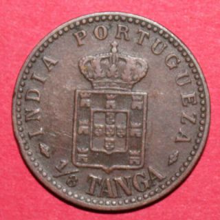 India Portugueza - 1/8 Tanga - Carlos I - Rare Coin Bw23
