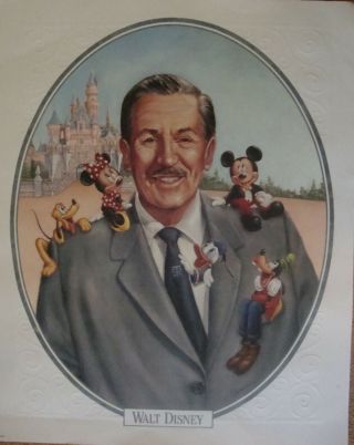Unique,  Rare Walt Disney Portrait,  Large,  Embossed Lithograph