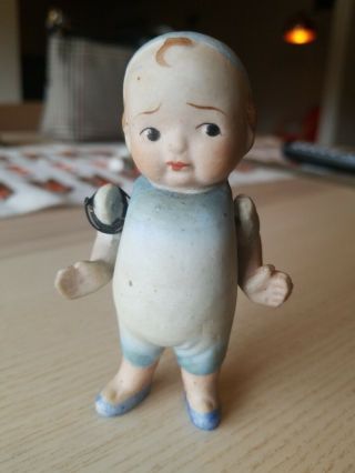 Rare 4 " Bisque Porcelain Miniature Doll Jointed Kewpie Japan Nippon 1914 - 21 Boy