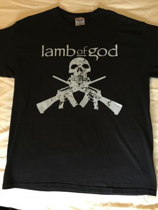 Lamb Of God Shirt Skull And Guns Vintage Rare Size L