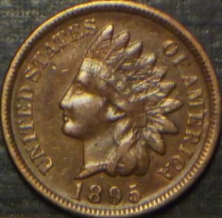 Rare 1895 Indian Head Cent Full Liberty With Diamonds In Rich Brown Cond Lqqk
