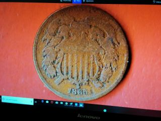 1865 Two Cent Coin,  Very Old & Rare,  (1600)