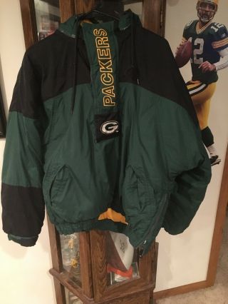 Rare Vtg Starter Green Bay Packers Pullover Insulated Coat Jacket Men’s Small