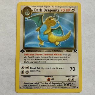Dark Dragonite 1st Edition Rocket Pokemon Card 22/82 Non Holo - Near
