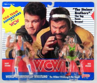 Galoob Toys WCW The Steiner Brothers Tag Team Wrestling set UK release MOC 2
