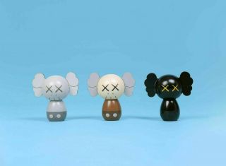 KAWS: HOLIDAY JAPAN Limited Wood Kokeshi Doll Set (set Of 3) CONFIRMED ORDER 2
