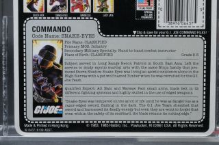 GI Joe Series 4/36 Back Snake Eyes W/Timber Grey File Card AFA 90 (85/90/90) MOC 9