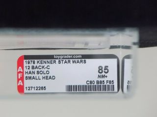 1978 Kenner Star Wars 12 Back - C Han Solo Unpunched AFA 85 80/85/85 4