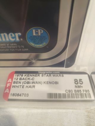 1978 Kenner Star Wars 12 BACK - C BEN OBI - WAN KENOBI WHITE HAIR AFA 85 UNPUNCHED 3