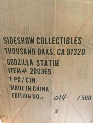 Sideshow Godzilla Statue number 14 of 500,  Godzilla Movie,  Warner Bros 5