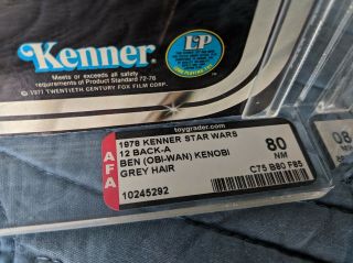 Vintage Star Wars Kenner 12 Back - A Obi Wan AFA 80 Grey Hair Disney, 3