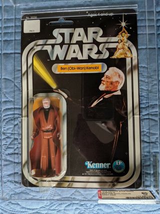 Vintage Star Wars Kenner 12 Back - A Obi Wan AFA 80 Grey Hair Disney, 4