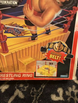 Hasbro WWF King Of The Ring Wrestling Ring And Belt Factory 8