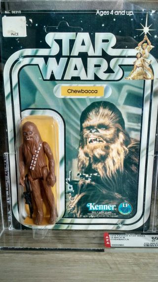 Vintage Star Wars Chewbacca 12 Back Moc Afa 60 Kenner
