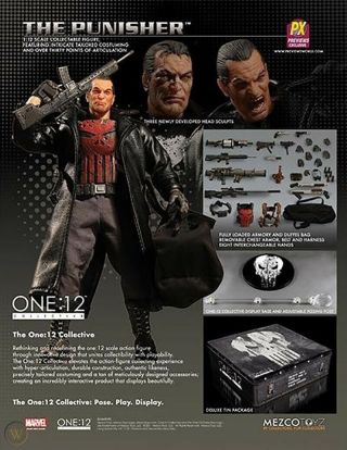 Mezco One 12 Marvel Punisher Fully Loaded Edition PX EX 6in Action Figure MISMB 9