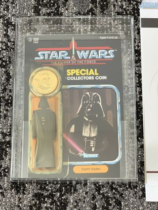 Vintage Kenner 1985 Star Wars Potf Darth Vader & Coin Afa 85 — Unpunched