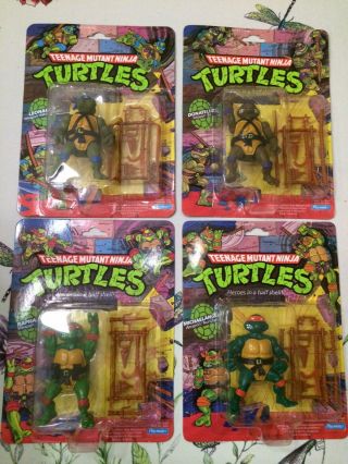 4pc Tmnt Donatello & Raphael Soft Head Teenage Mutant Ninja Turtles Vintage 1988
